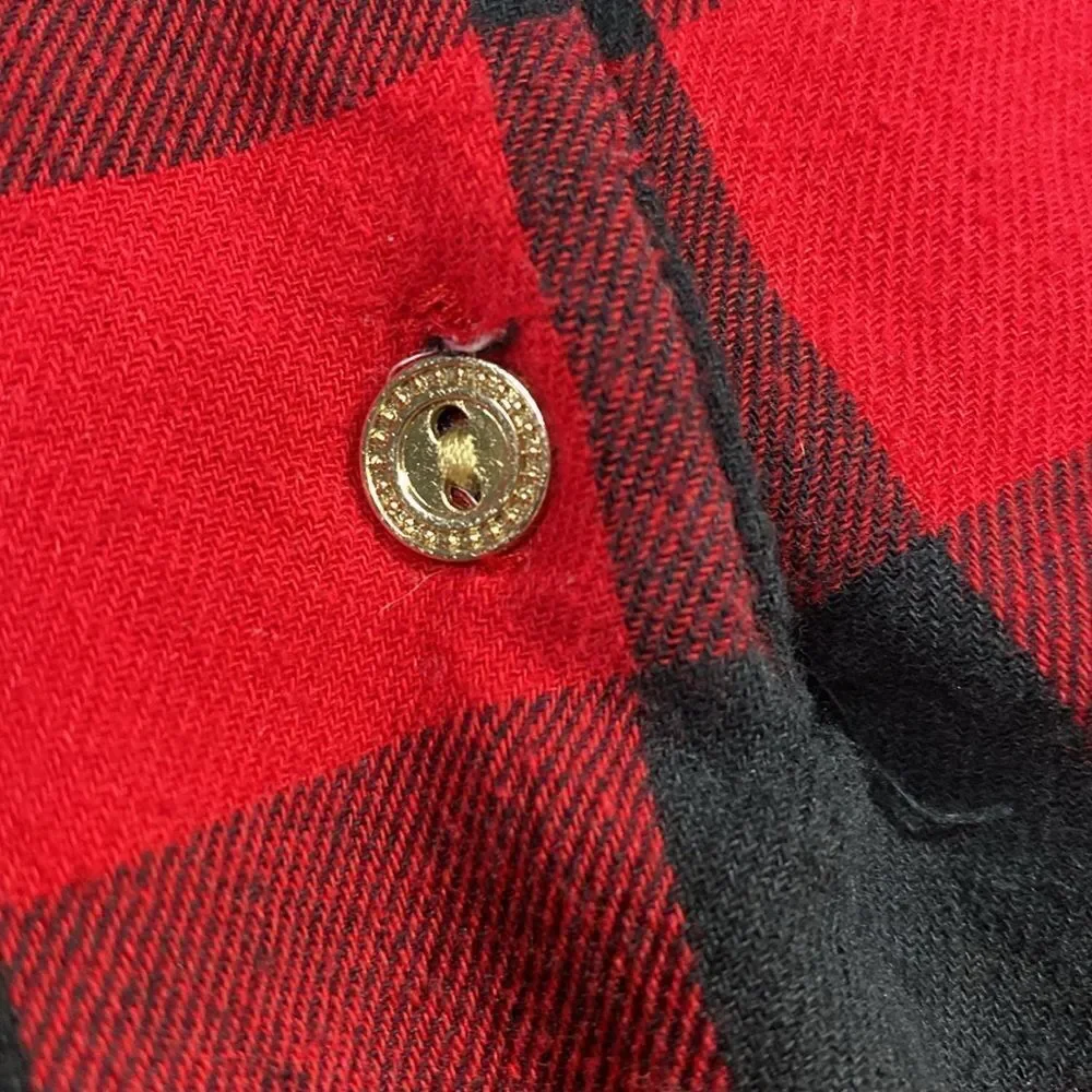 TOMMY BAHAMA Flannel Buffalo Check Velvet Bow Dress